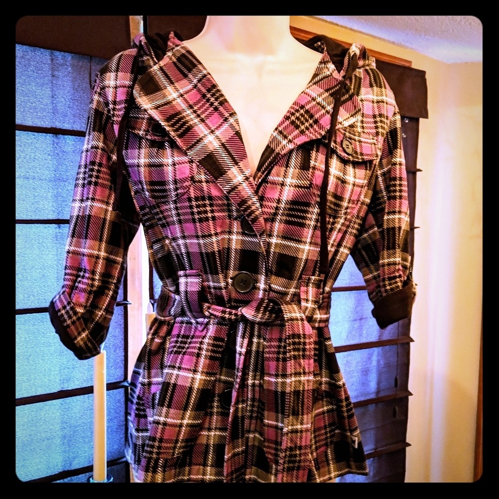 Self esteem brand Brown and purple plaid jacket Size Medium